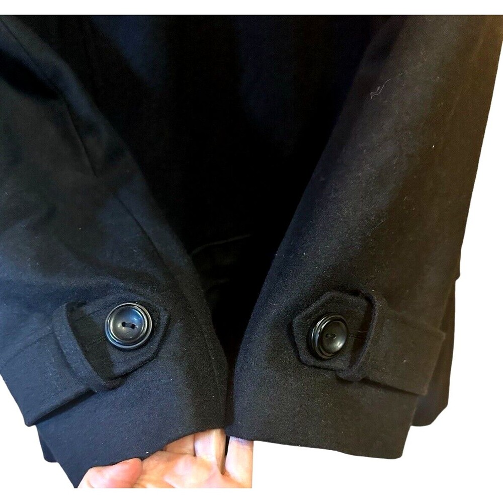 NWT black peacoat wool blend lined size M classic dark academia minimalist - Picture 10 of 16